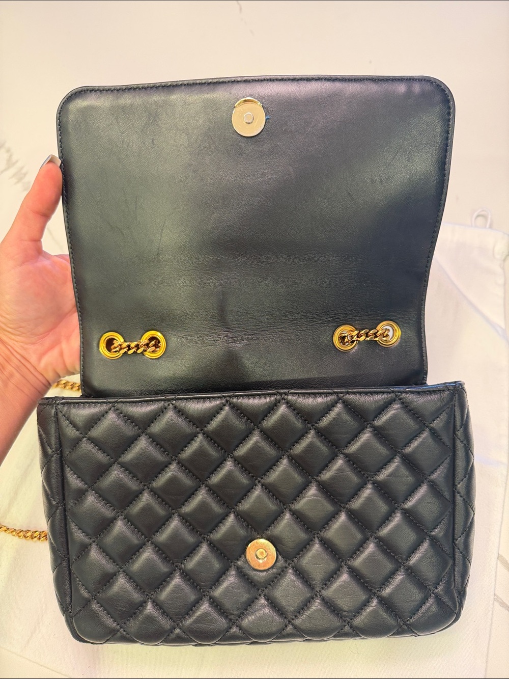 Versace Black Quilted Leather Crossbody with Gold Medallion and Chain - Picture 3 of 14